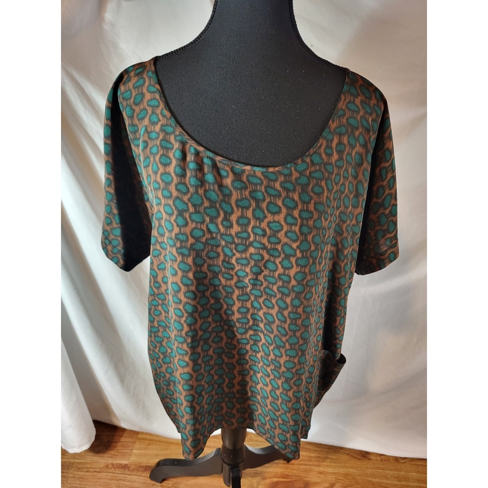 Lilu Size L Silk Leopard Print S/S Blouse